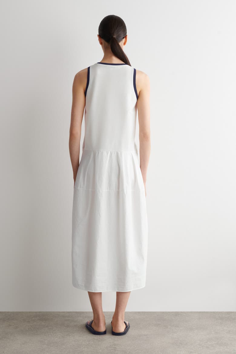 Paneled Sleeveless Midi Dress, Alternate, color, WHITE / NAVY