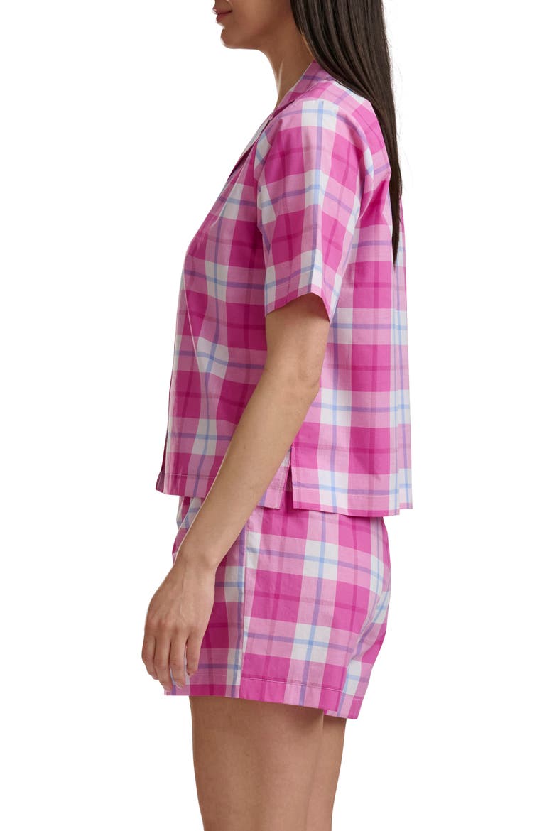 Plaid Short Sleeve Notch Top and Boxer Pajamas, Alternate, color, PLAID