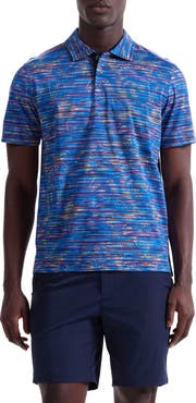 Bugatchi Hendrix Digital Linear Leaf Print Pima Cotton Polo