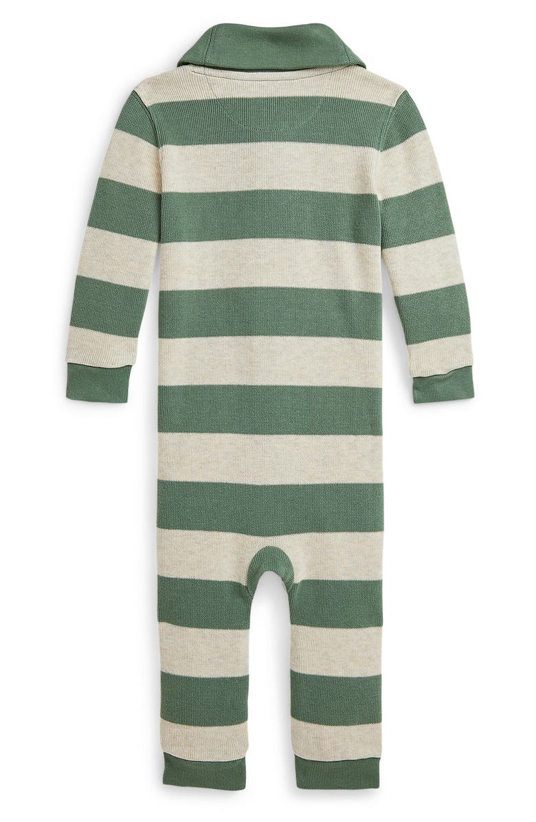 Ralph Lauren Stripe Shawl Collar Cotton Romper, Alternate, color, 