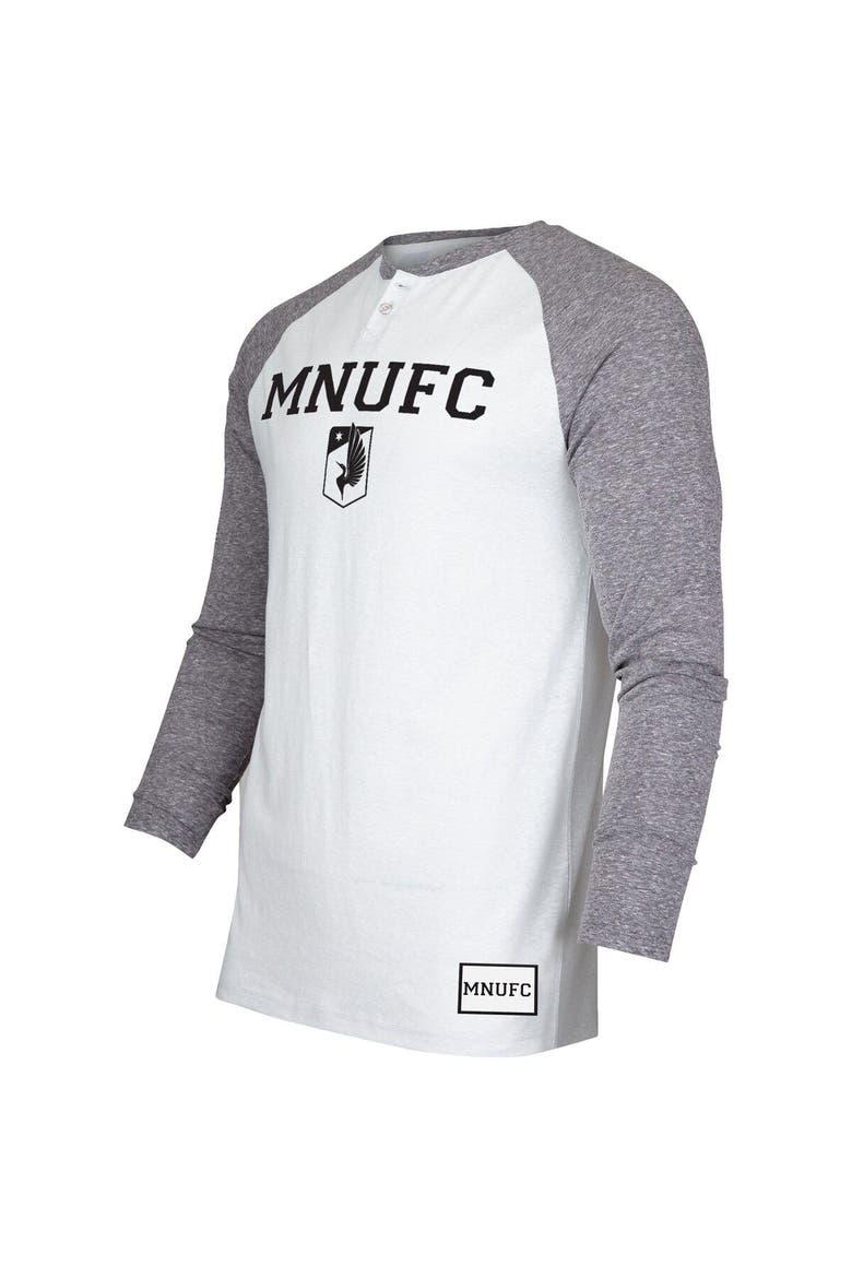 Men's Concepts Sport White/Charcoal Minnesota United FC Concord Henley Raglan Long Sleeve T-Shirt, Alternate, color, White