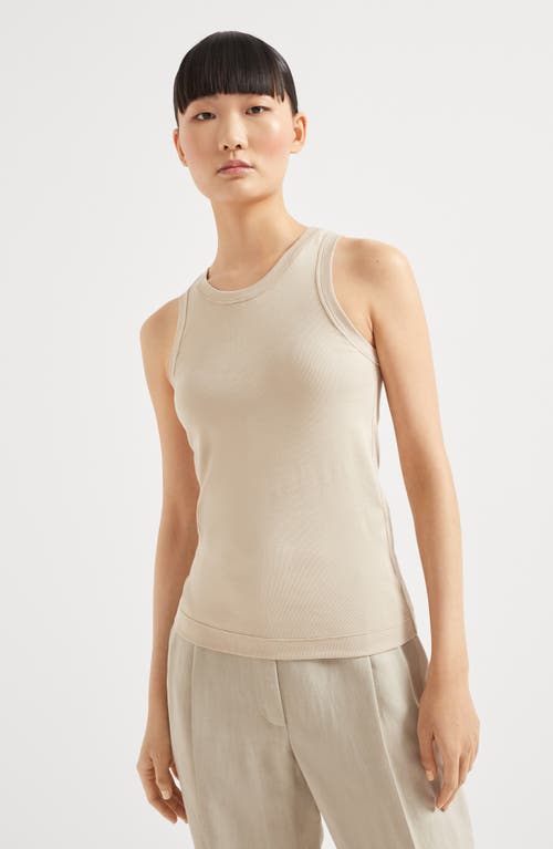 Brunello Cucinelli Ribbed Tank Top In Beige