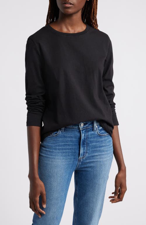 Wyeth Sage Long Sleeve Cotton T-Shirt in Black 