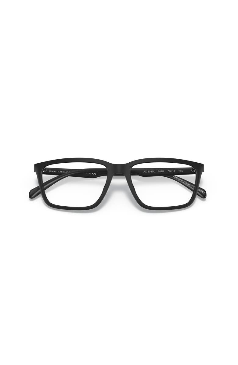 Armani Exchange 55mm Rectangle optical glasses, Alternate, color, Black