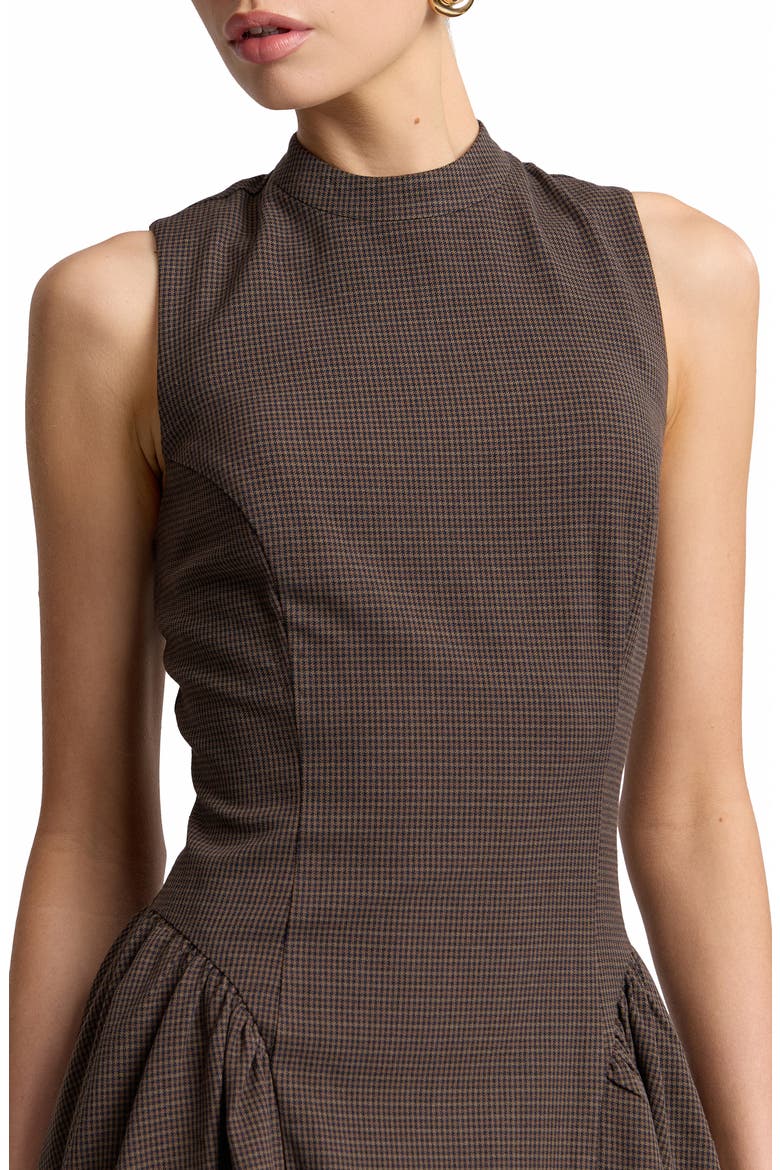 Sleeveless Flounce Minidress, Alternate, color, BROWN CHECK