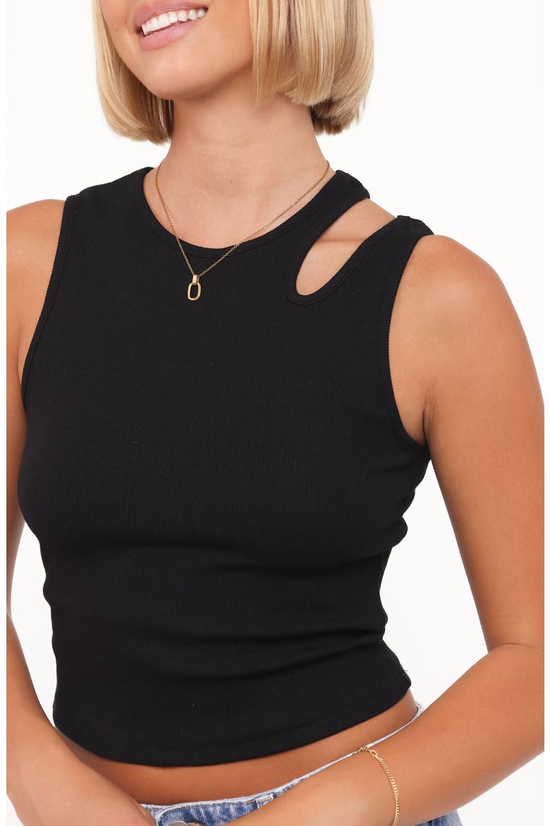 Elira Cutout Crop Tank, Alternate, color, BLACK