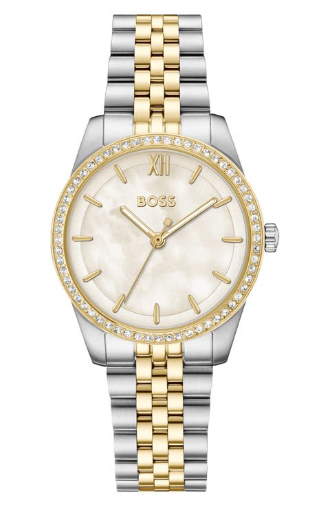Graceful Crystal Bezel Bracelet Watch, 32mm