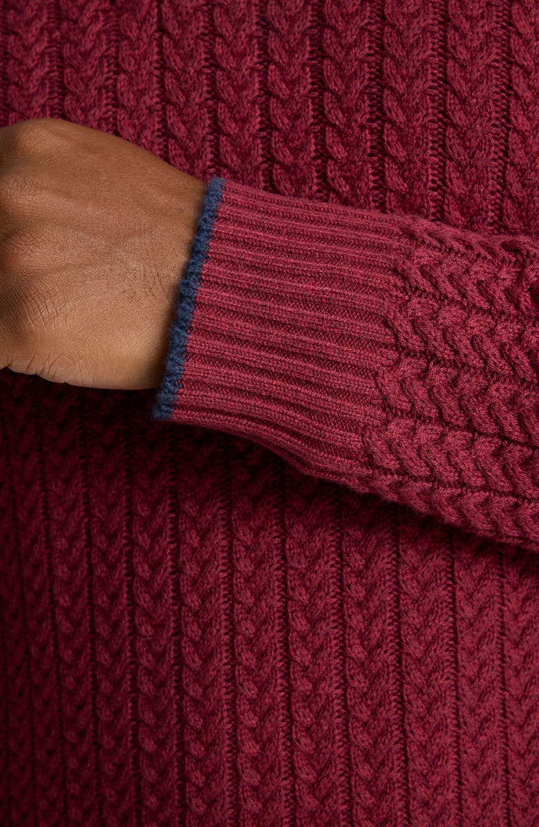 UNTUCKit Castilla Cable Knit Half Button Pullover, Alternate, color, Red