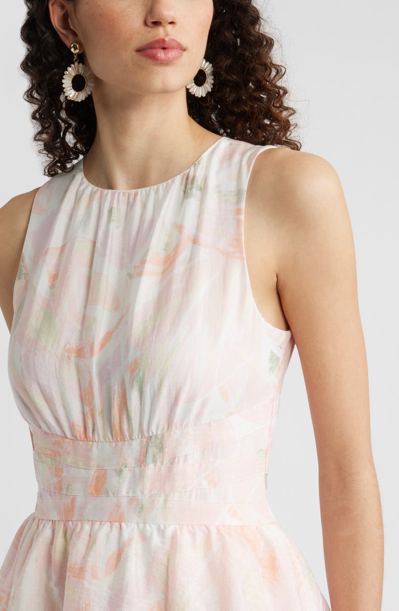 Chelsea28 Crewneck Seamed Waist Maxi Dress, Alternate, color, White Jardin Abstract