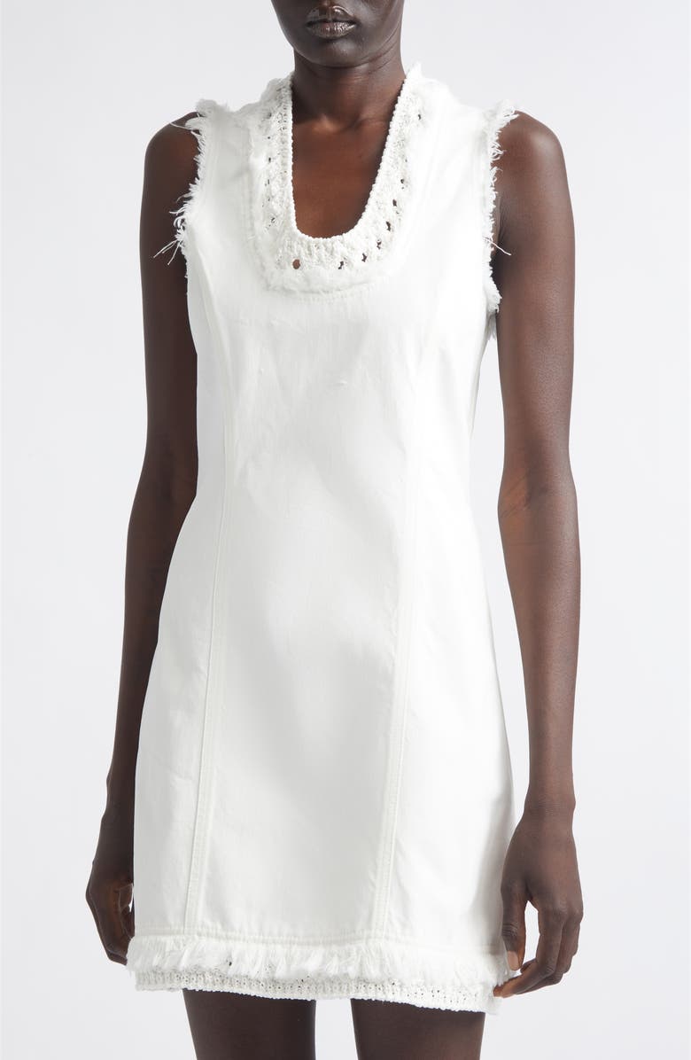 FERRAGAMO Fringed Denim Minidress, Alternate, color, Mascarpone
