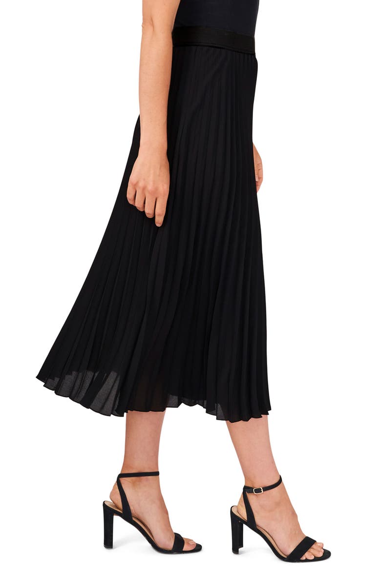 Pleated Midi Skirt, Alternate, color, BLACK