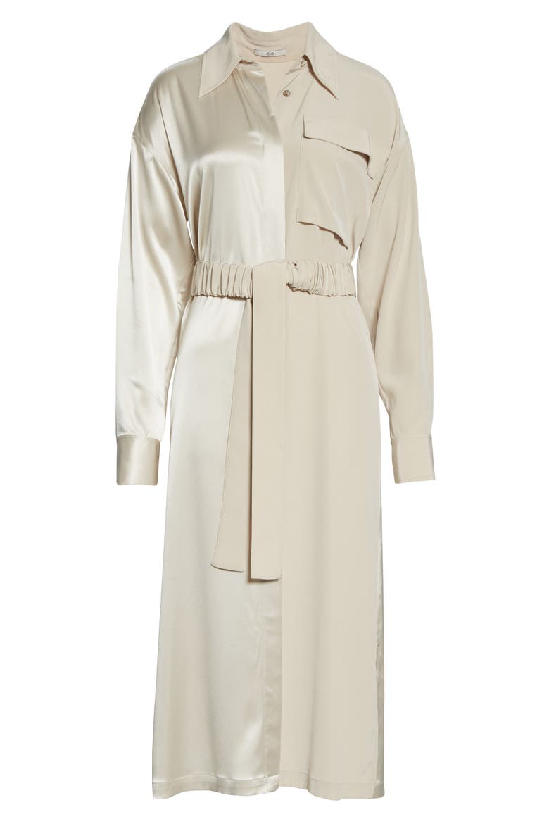 Split Front Long Sleeve Shirtdress, Alternate, color, CHAMPAGNE