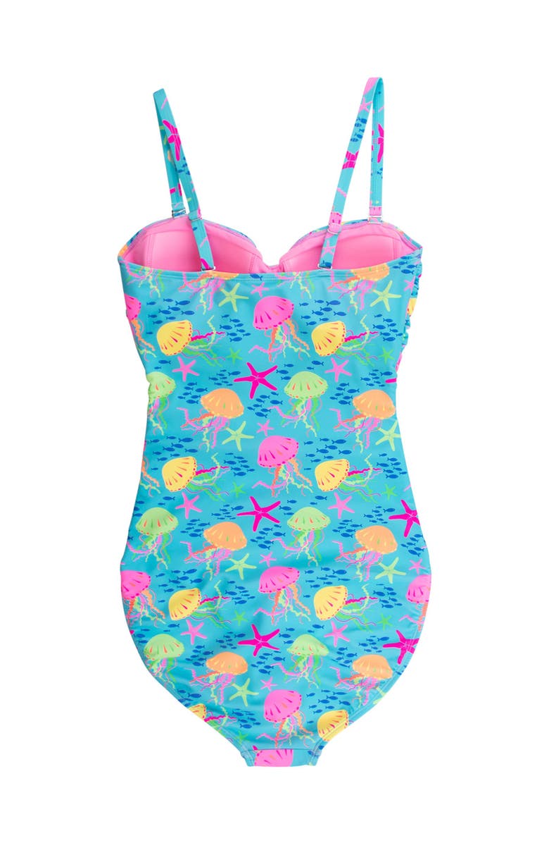 RuffleButts UPF50+ Sun Protected Women's Convertible Bandeau One Piece Swimsuit, Alternate, color, Neon Jelly Time