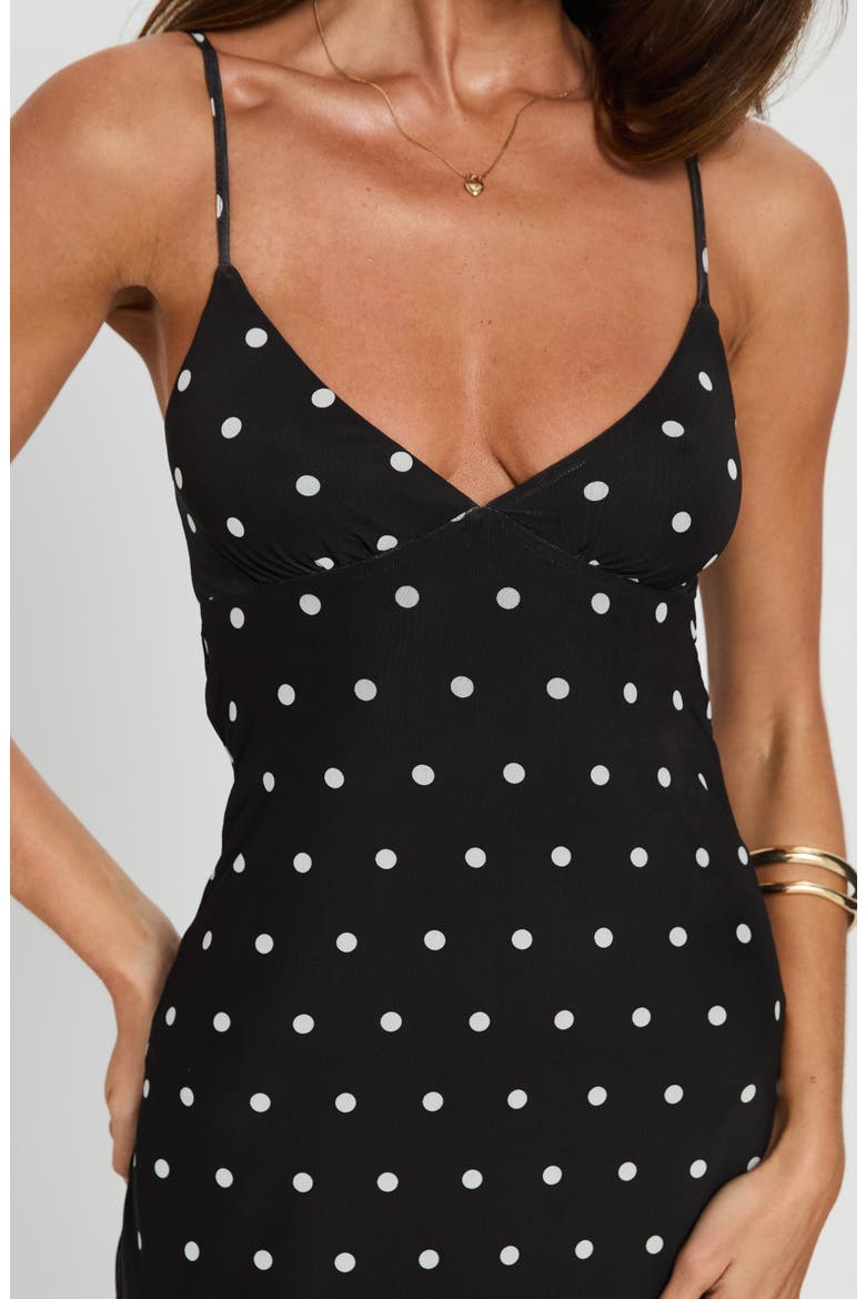 Glass Half Full Sleeveless Mesh Maxi Dress, Alternate, color, BLACK POLKA
