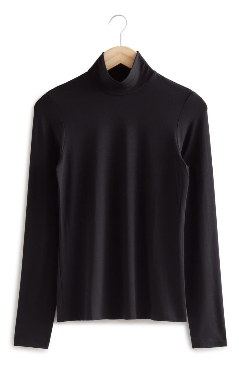 & Other Stories Mock Neck Top, Alternate, color, Black