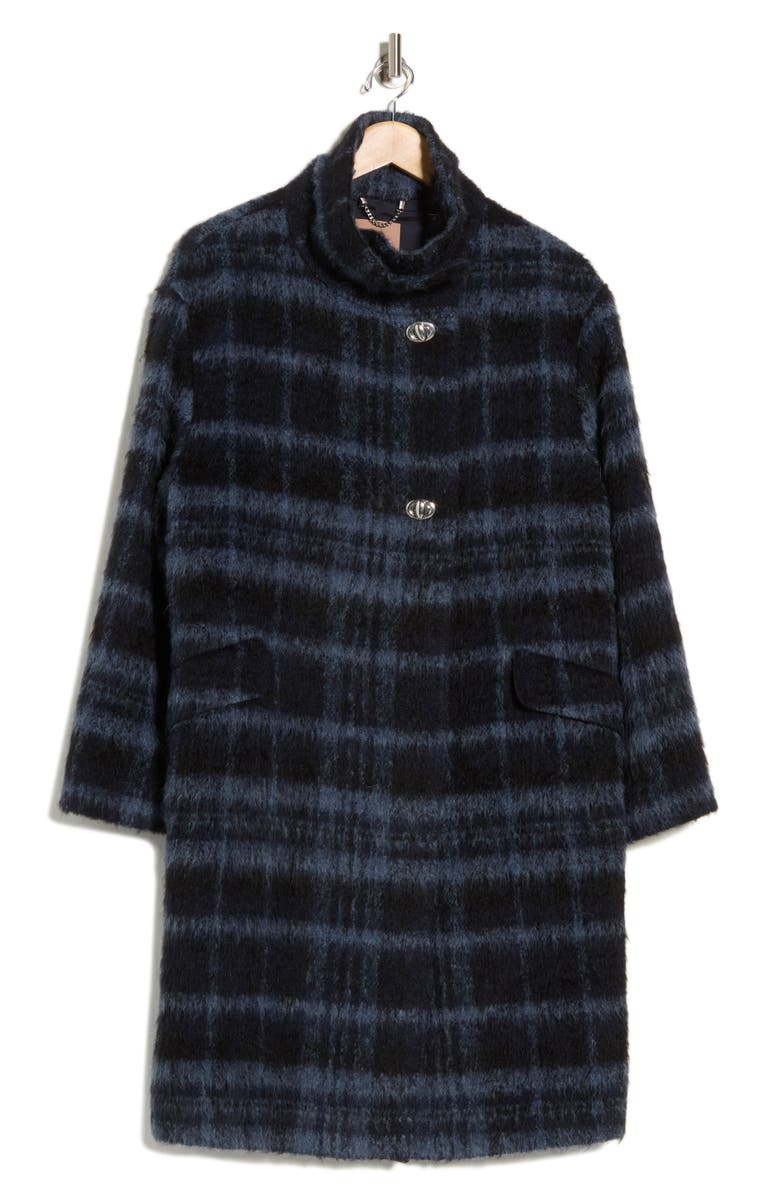 BOSS Coppede Plaid Fuzzy Coat, Alternate, color, Black Multi