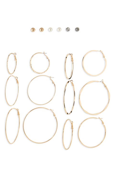 9-Pack Hoop & Stud Earrings