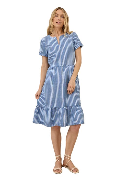 Canopy Linen Notch Neck Dress Made with Organic Cotton