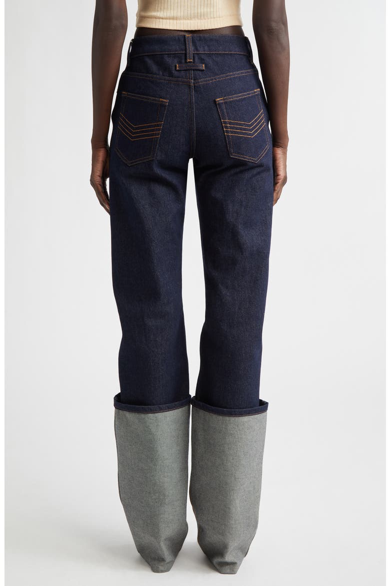 Cutout Cuffed Jeans, Alternate, color, INDIGO