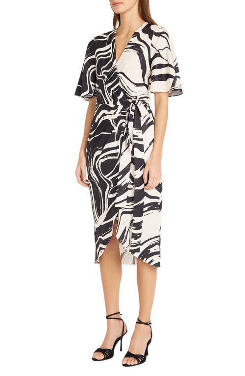 Donna Morgan Midi Dress In Black/cream
