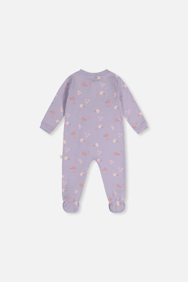 Hedgehog Organic Cotton Front Zipper Footed One Piece Pajama, Alternate, color, Purple Hedgehog Print