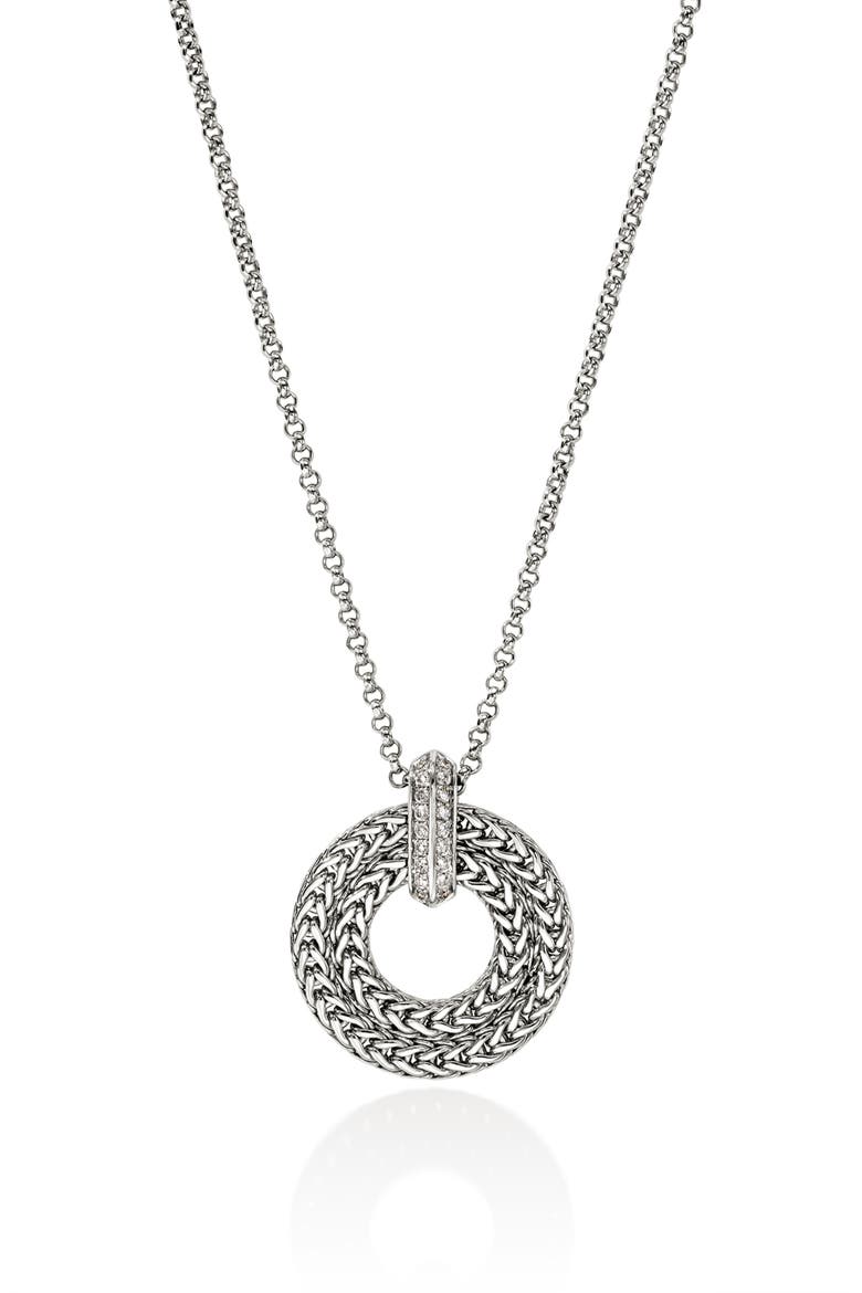 Icon Link Pavé Diamond Pendant Necklace, Main, color, SILVER
