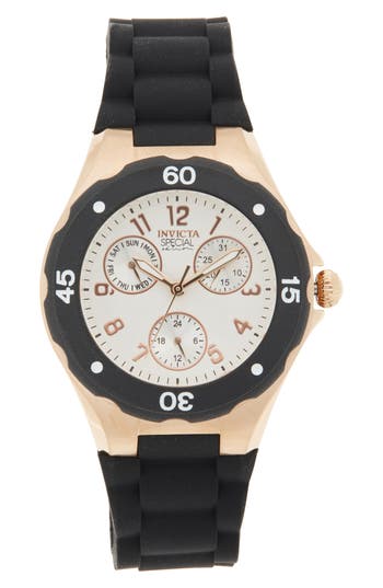 Invicta Angel Lady Silicone Strap Watch, 38mm In Black