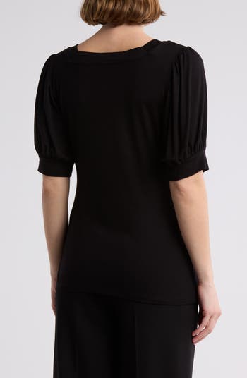 売れ筋商品|||タハリエーエスエル  カットソー トップス レディース Women's Sequinned Tie-Hem Blouson-Sleeve Top Black Tahari ASL Sequin Tie Hem Top | Nordstrom