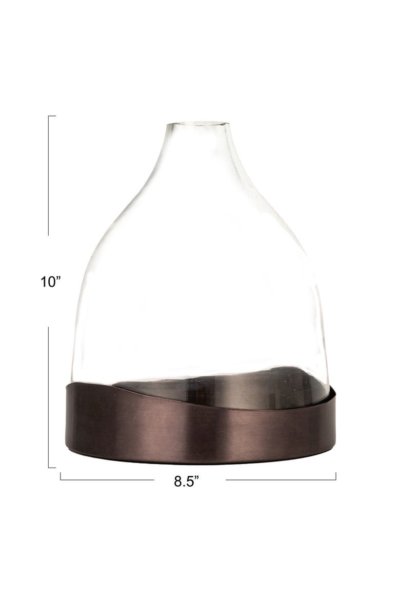 Sophisticated Glass Cloche with Metal Tray, Clear and Black Nickel, Alternate, color, Black