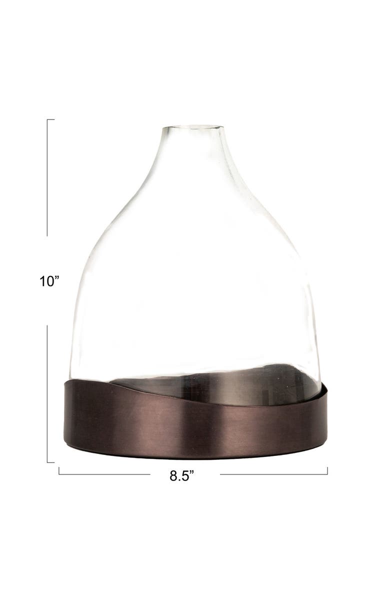 Storied Home Sophisticated Glass Cloche with Metal Tray, Clear and Black Nickel, Alternate, color, 