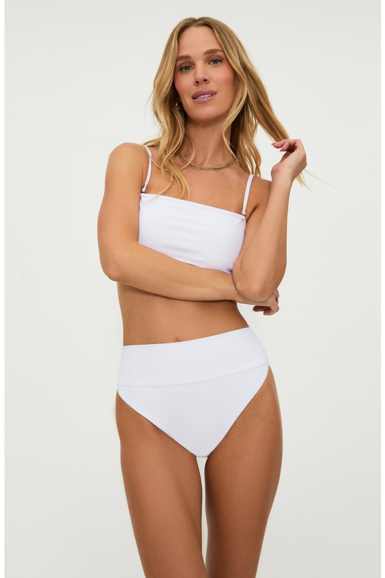 Highway High Waist Bikini Bottoms, Alternate, color, WHITE