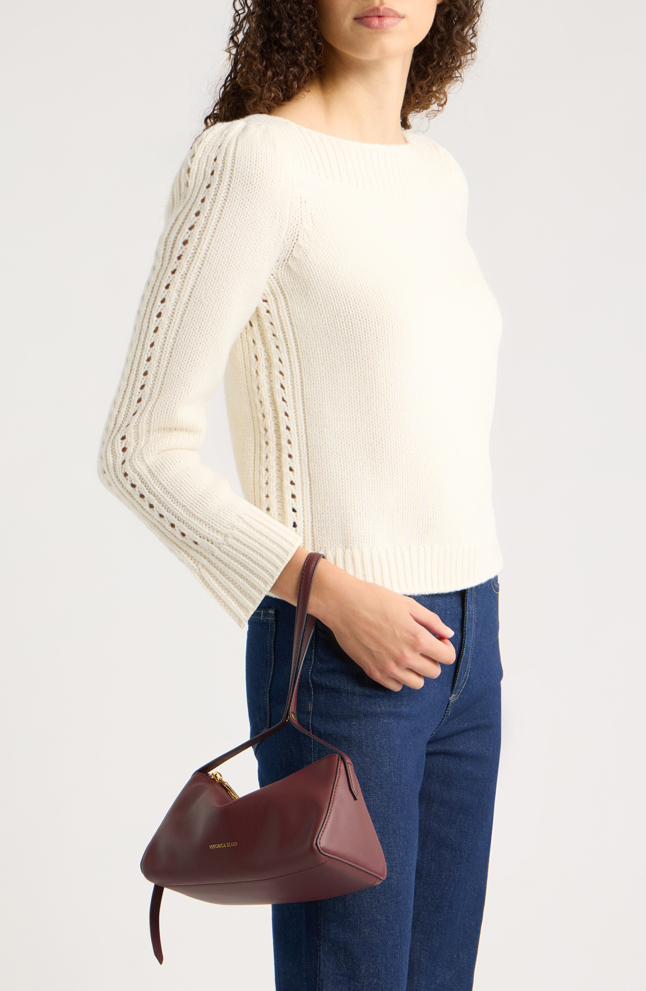 Prism Leather Shoulder Bag, Alternate, color, BURGUNDY