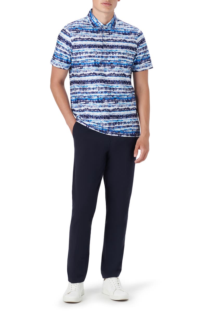 Bugatchi Hendrix Digital Abstract Print Cotton Polo, Alternate, color, Classic Blue