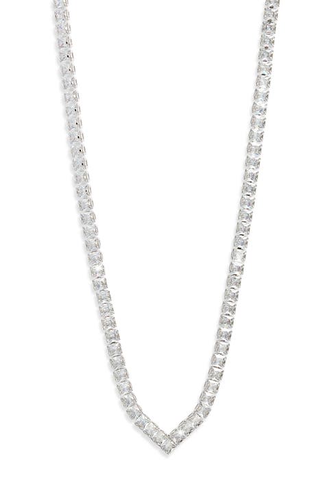Chevron Cubic Zirconia Tennis Necklace