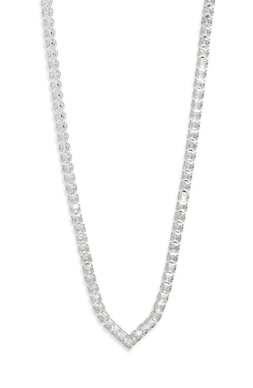 Nordstrom Chevron Cubic Zirconia Tennis Necklace In Metallic
