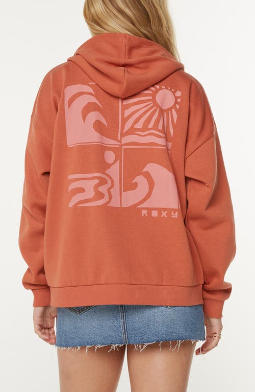 Roxy Evening Lineup Fleece Full Zip Graphic Hoodie In Brown