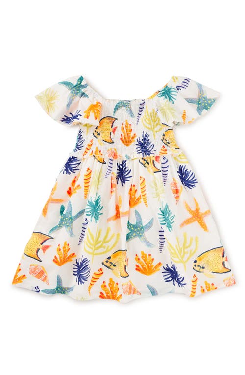 Tea Collection Flutter Sleeve Smocked Dress in Watercolor Sea Life 