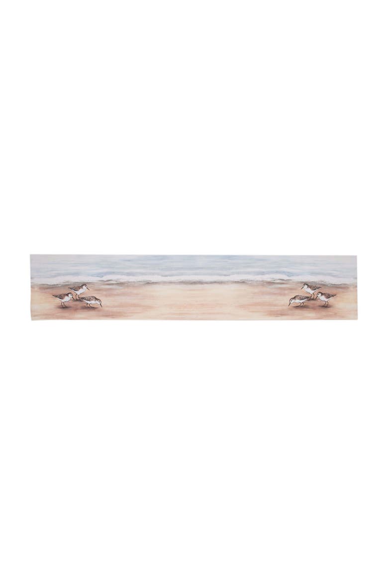 Sandpiper Coastal Shores Graphic Print Machine Washable Table Runner 14" x 72", Alternate, color, Brown