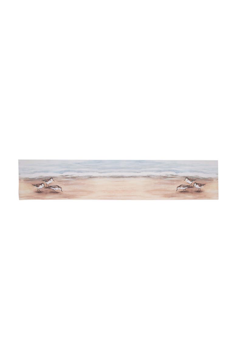C&F Home Sandpiper Coastal Shores Graphic Print Machine Washable Table Runner 14" x 72", Alternate, color, Brown