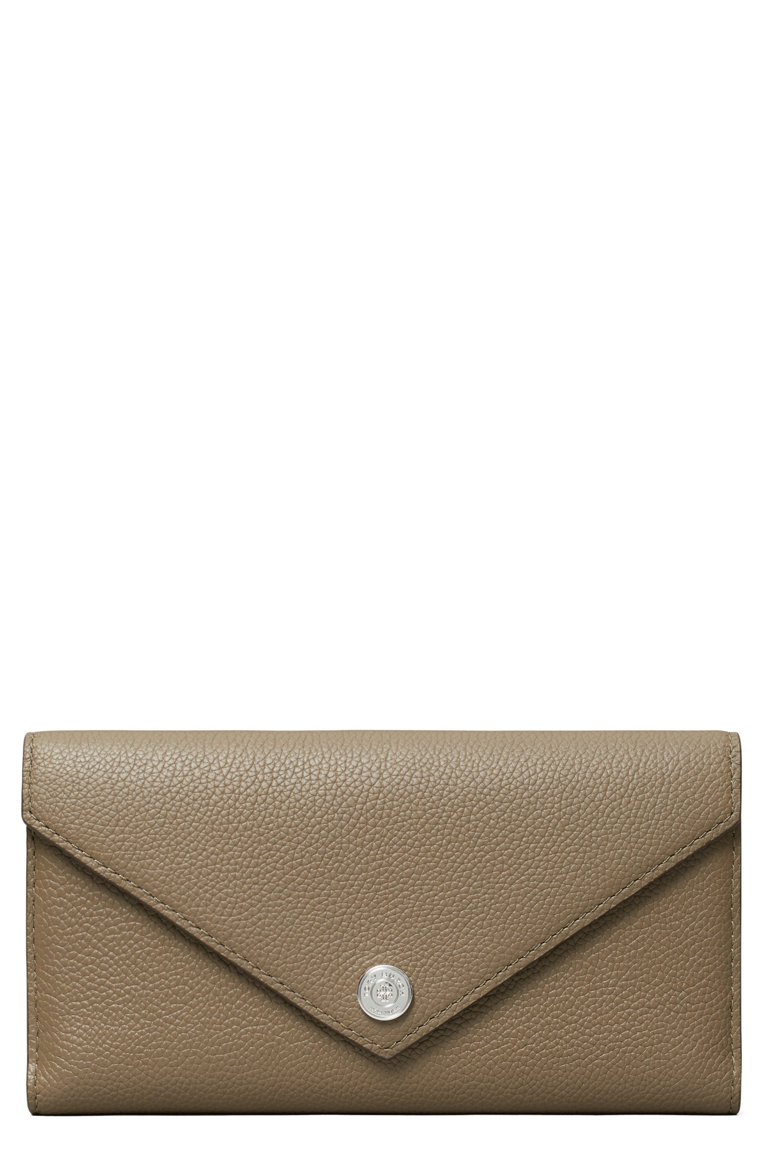 Tory Burch Long Pebble Leather Trifold Envelope Wallet (Women) | Nordstrom