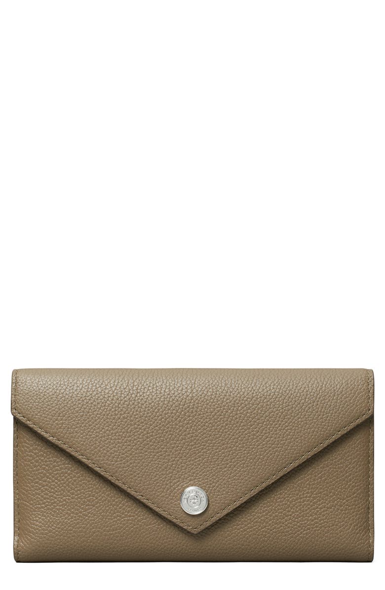 Tory Burch Long Pebble Leather Trifold Envelope Wallet, Main, color,