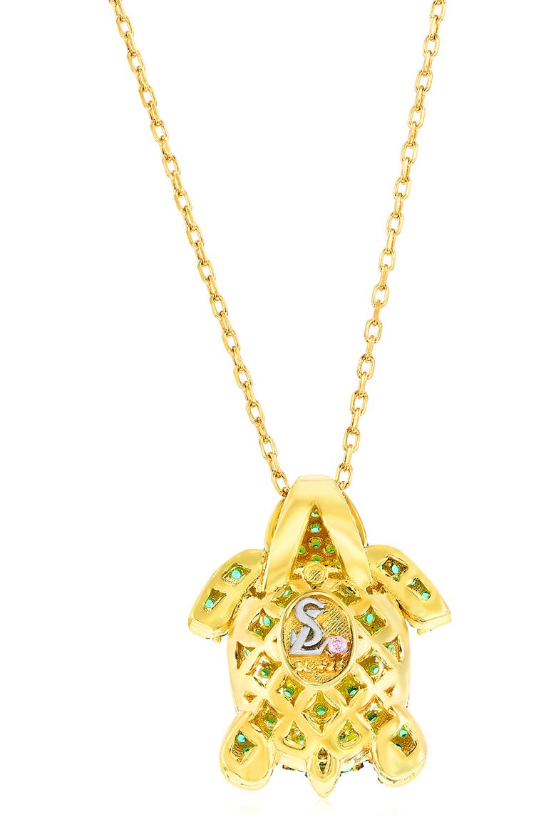 Pavé Turtle Pendant Necklace, Alternate, color, GREEN