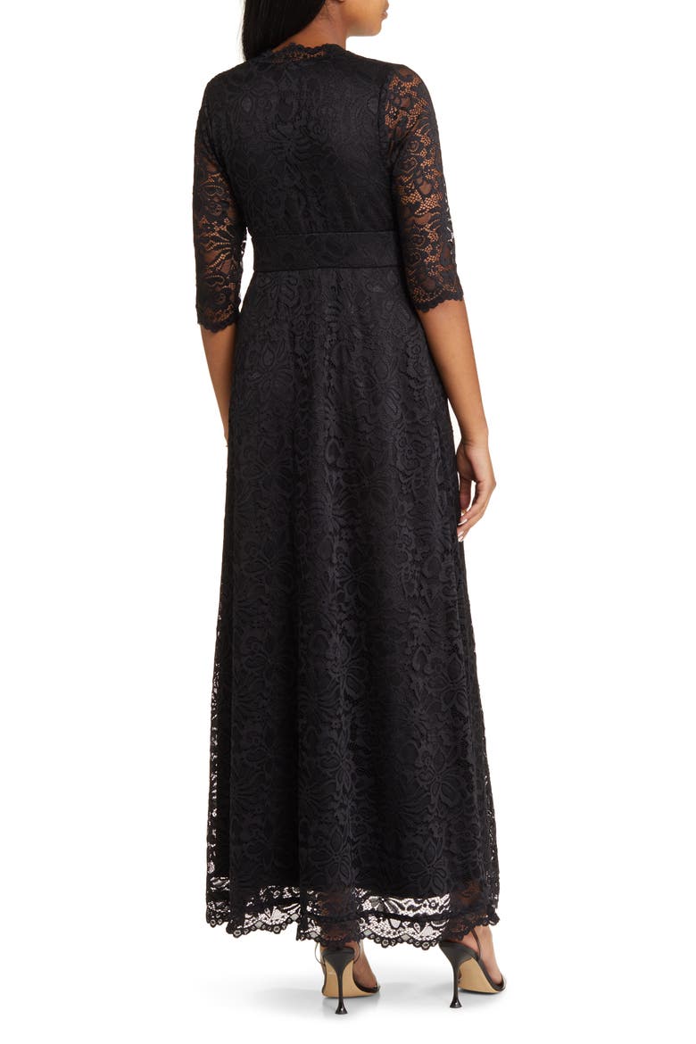 Maria Lace A-Line Evening Gown with Pockets, Alternate, color, ONYX