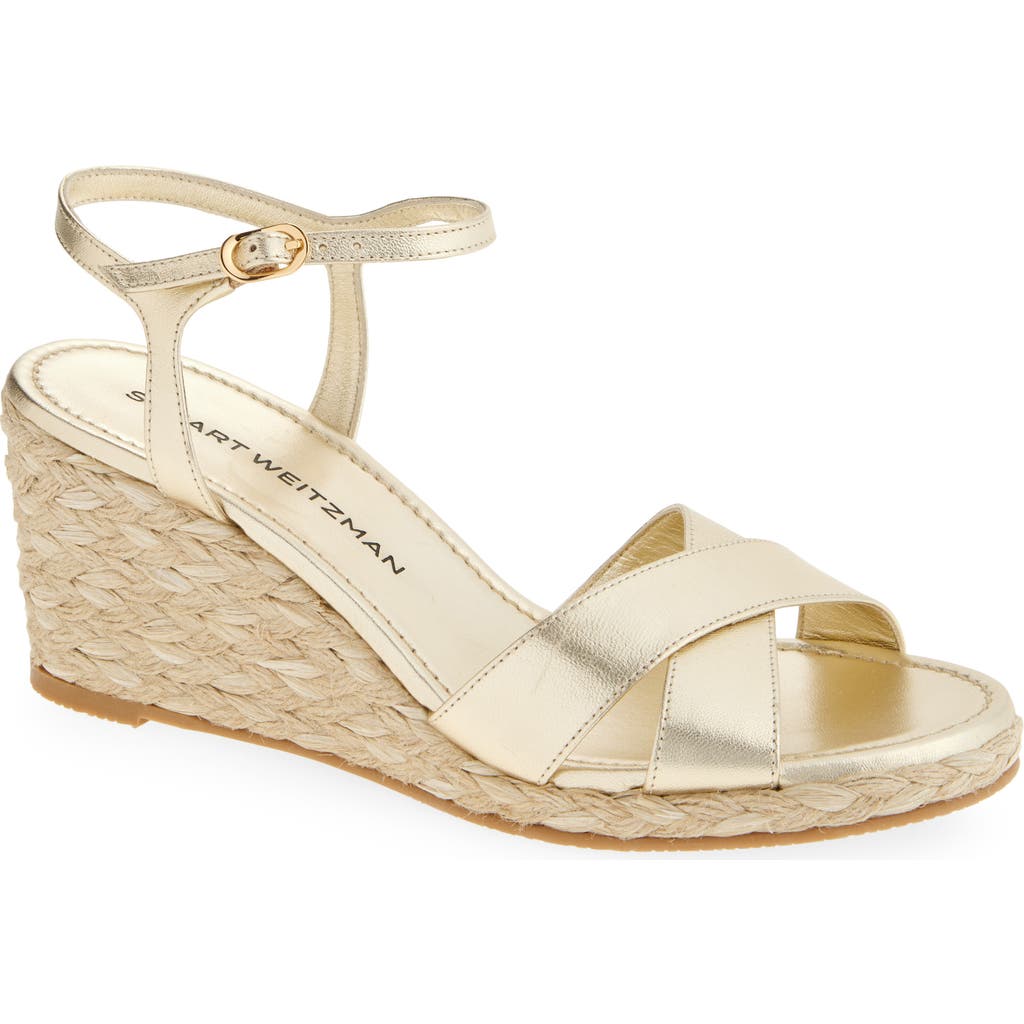 Shop Stuart Weitzman Dayna Espadrille Wedge Sandal In Light Gold/natural