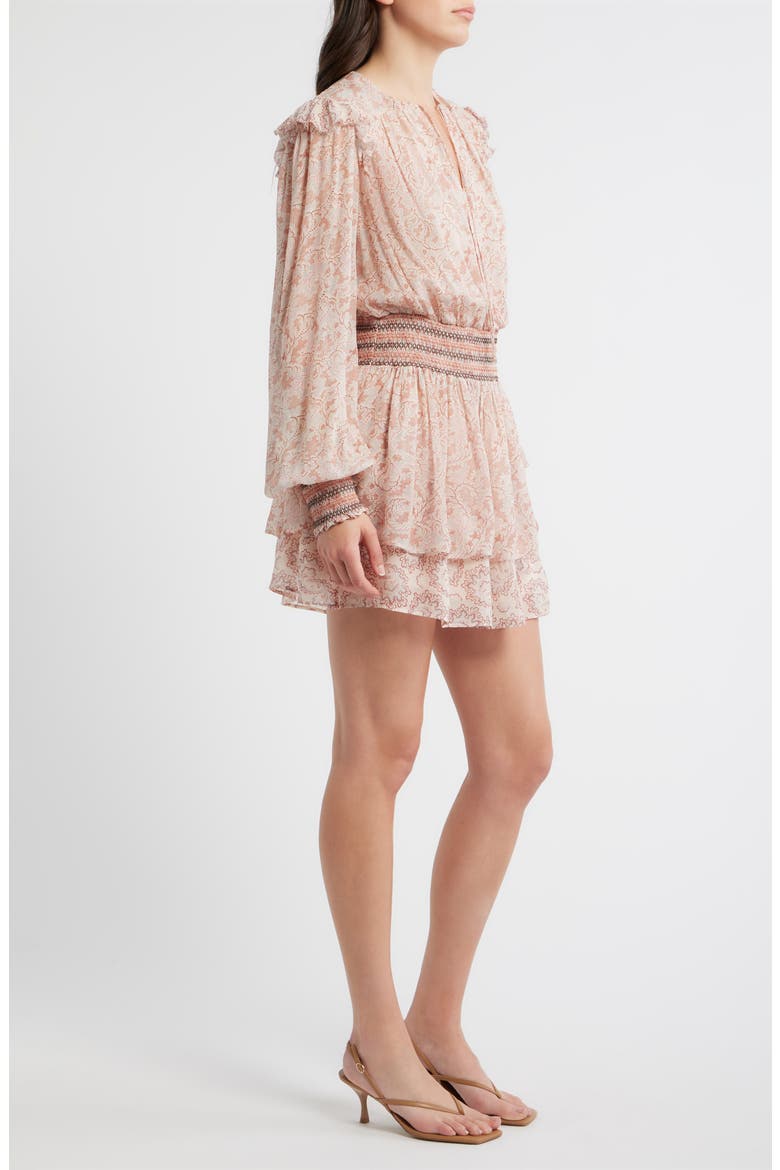 Smocked Minidress, Alternate, color, RUST PAISLEY