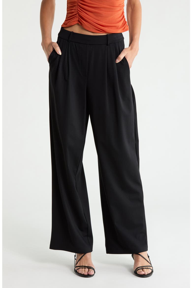 Pull-On Straight Leg Pants, Main, color, BLACK