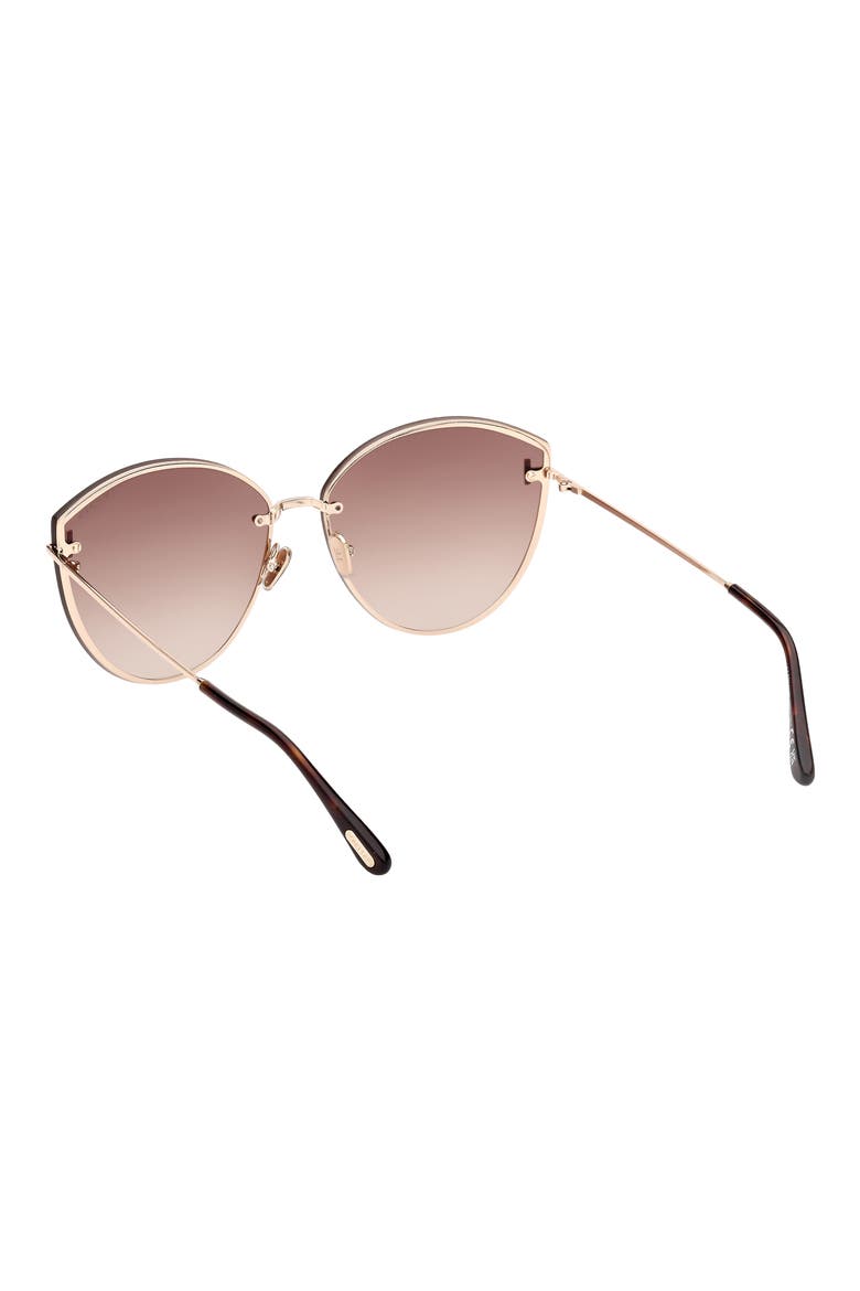 Evangeline 63mm Oversize Gradient Cat Eye Sunglasses, Alternate, color, SHINY ROSE GOLD / BROWN GOLD