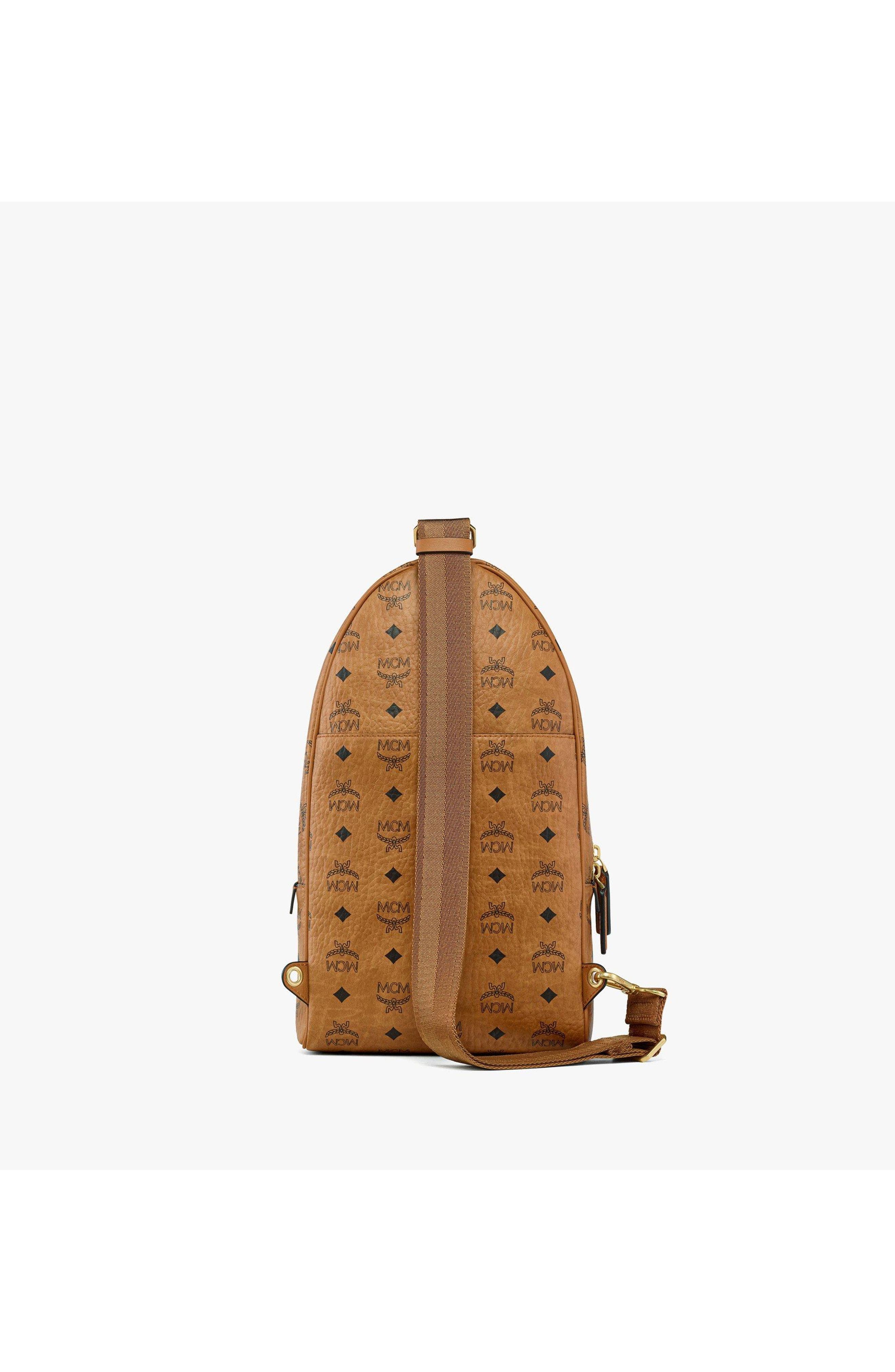 Small Aren Sling Bag in Visetos, Alternate, color, Cognac