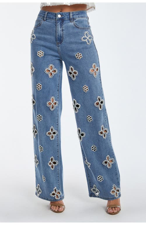 The Noli Shop Kaia Pearl High Rise Jean In Blue
