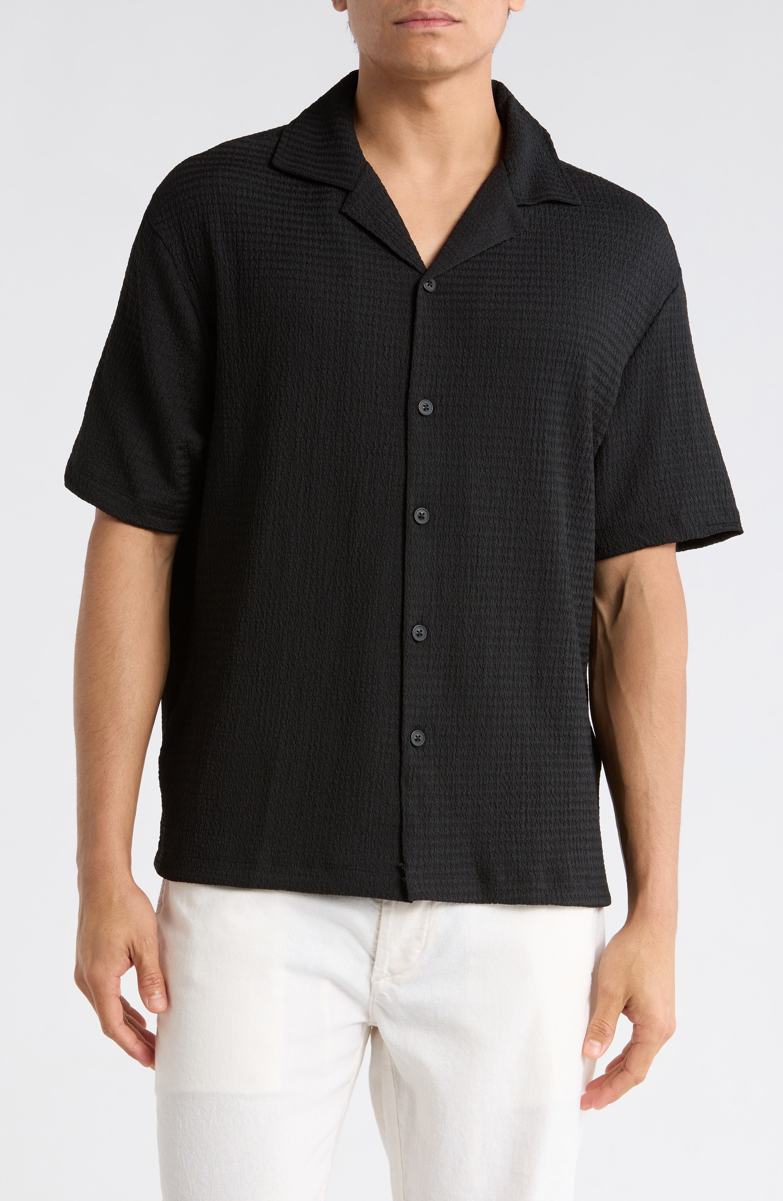 Cactus Man Texture Short Sleeve Button-Up Shirt